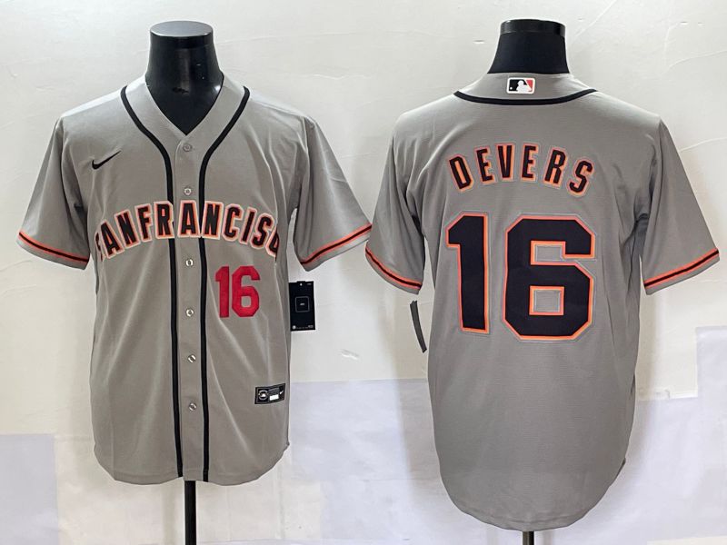 Men 2025 San Francisco Giants 16 Devers Grey Game Nike MLB Jersey style 42